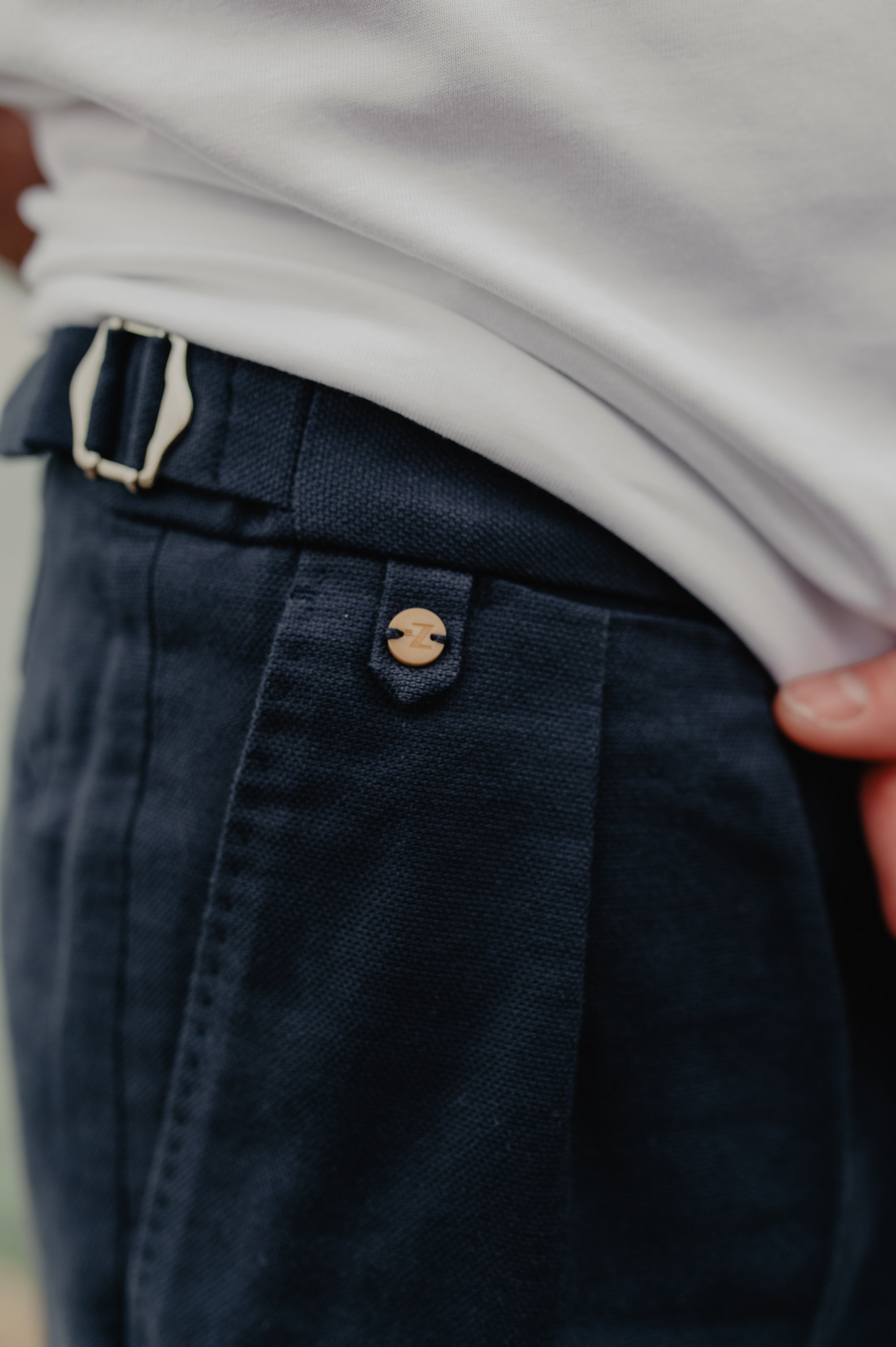 short bleu marine navy coton bio